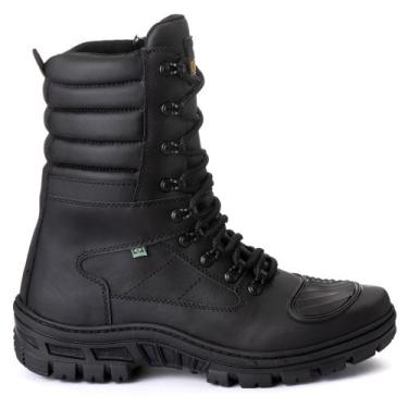 Imagem de Bota Coturno Militar Masculina Couro Ziper Lateral Proteção Bico Cano 