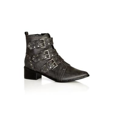 Imagem de City Chic Botas de cano curto femininas - Detalhe, Carvão, 12 Wide