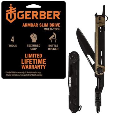 Imagem de Gerber Faca de bolso Gear Armbar Slim Drive EDC Multiferramenta com chave de fenda, abridor de garrafa, bronze queimado