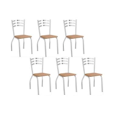 Imagem de Cadeiras de Cozinha Portugal C007 Kit 6 Un Cromada - Assento Capuccino