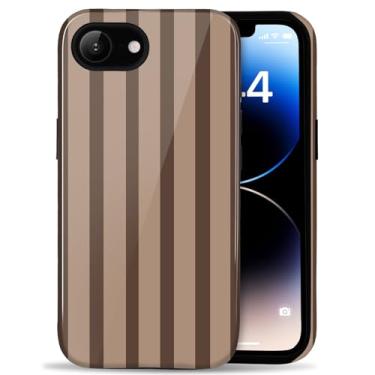 Imagem de Amzfield Capa compatível com iPhone 16e linda listrada, estética, retrô, design para mulheres, meninas, simples, chique, feminina, bonita, proteção híbrida de camada dupla, capa elegante para iPhone