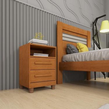 Imagem de Mesa De Cabeceira Barcelona Com Pés E 2 Gavetas Tcil Cinamomo