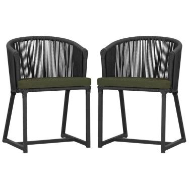 Imagem de 2 Cadeiras De Jantar Noronha Preta Corda Náutica E13 Trama Preto