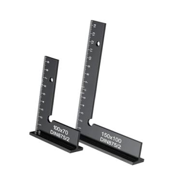 Imagem de Bothyi Esquadro de carpinteiro de 90 graus, régua em L de precisão com escala de medição, régua de ângulo reto para marcenaria, carpinteiro e engenheiro, 150x100mm 100x70mm