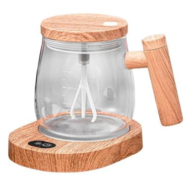 Imagem de Caneca de autoagitação, copo de mistura automática de vidro recarregável com tampa e porta-copos aquecido, 400 ml para casa/viagem/escritório. Adequado para xícaras de café elétricas de café/proteína