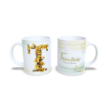 Imagem de Caneca Personalizada com Flores Amarelas, Cerâmica Branca, 325ml, Design Alice Beleza que Floresce (t)