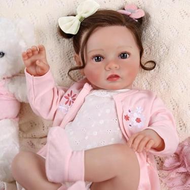 Imagem de Bebê Reborn Boneca de Silicone Menina Rosa Realista Pintado com Acessórios Presentes para Menina 48cm