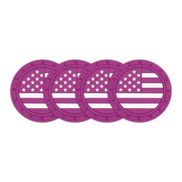 Imagem de Lyxheth 4 peças de porta-copos de carro, almofadas de copo de carro, bandeira americana colorida com inserção da bandeira dos EUA, porta-copos de copo de carro, acessórios de carro 6 cm