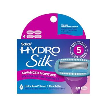 Imagem de Schick Hydro Silk Recargas de lâmina de barbear Moisture, 4 unidades | 5 lâminas de barbear hidratantes para mulheres | Recargas de barbear hidratantes femininas