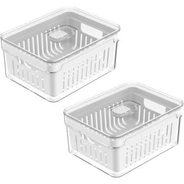 Imagem de Kit 2 Organizadores de Geladeira Acrílico 2,2 Litros – Caixa para Alimentos, Legumes e Verduras Transparente