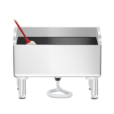 Imagem de TRGCJGH Bacia de serviço de pia de esfregão de piso comercial, balde de esfregão de banheira utilitária de aço inoxidável com drenagem para negócios de cozinha (tamanho: 120 x 41 x 55 cm (47,2 x 16,1