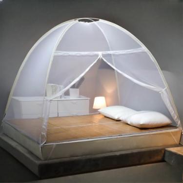 Imagem de Mosquiteiro Tenda Dobrável para Cama King | Portátil, Prático e Anti-Mosquitos | Disponível em 1,50 x 2,00 m e 1,80 x 2,00 m(BRANCA 150CM)