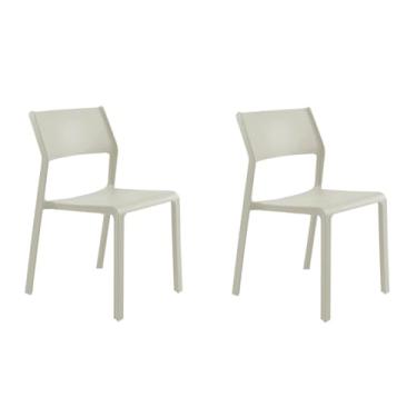Imagem de Kit 2 Cadeiras Plástico Fratini Mykonos para Interior e Exterior Empilháveis (Nude)