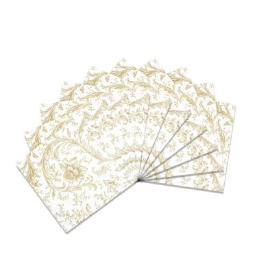 Imagem de Guardanapo De Papel Decorado Floral 33Cm Com 20 Unidades (Dourada)