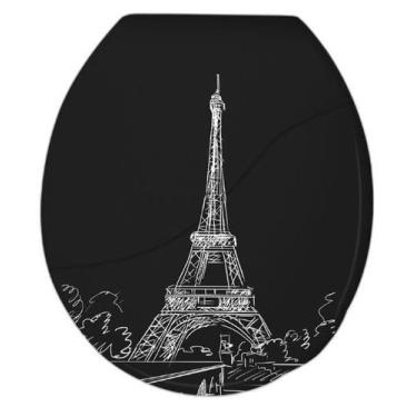 Imagem de Assento Vaso Sanitário Oval Almofadado Preto Decorado Durin