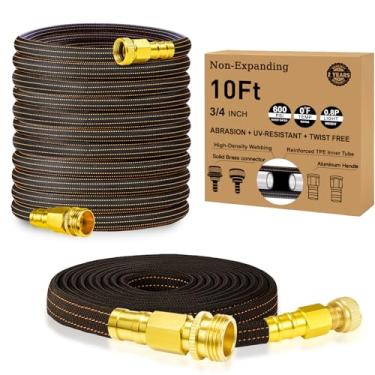 Imagem de Mangueira de jardim leve de 3 m, mangueira de água flexível com cabeça de latão sólido, sem dobras, mangueira dobrável, mangueira de água plana de alta pressão para trailer, barco, lavagem de carro