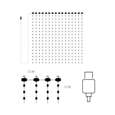 Imagem de Luz De Cortina LED Bluetooth Inteligente 1,6m X 1,6m Guirlanda De Fada