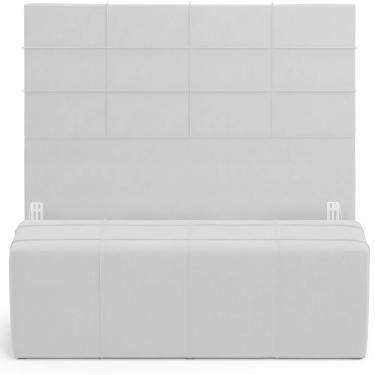 Imagem de Kit Cabeceira Cama Box Casal 140cm Com Calçadeira Roma W01 Suede Cinza - Lyam