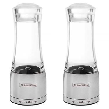 Imagem de Moedor Aço Inox Acrílico Tramontina para Sal e Pimenta 2 Unidades 61653000X2