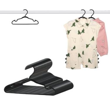 Imagem de Cabides infantis de plástico, pacote com 60 cabides antiderrapantes para armário, calças, saias e roupas infantis (preto)