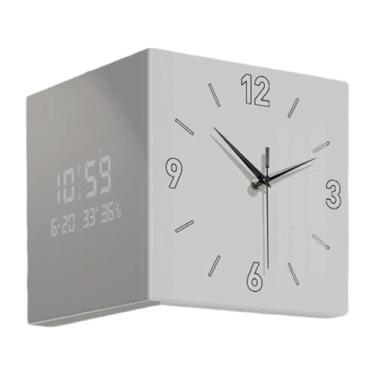 Imagem de Fenteer Relógio de parede dupla face com display digital, relógio de parede silencioso e silencioso, sem -taque para decoração de parede de escritório em, Cinza Claro