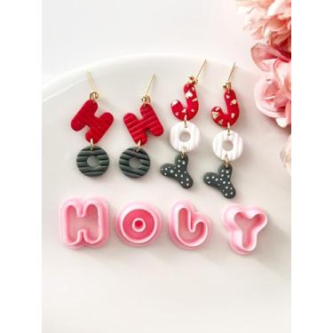 Imagem de Cortadores de argila de polímero de Natal, cortadores de brinco de inverno para joias de argila, kits de fabricação de brincos de Natal em 4 formas, sagrado