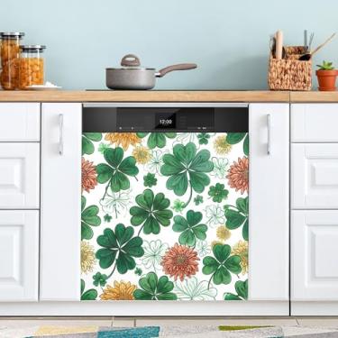 Imagem de ATTX St. Patrick's Gnomos Capa de ímã para lava-louças, 58,4 cm C x 66 cm A decoração da capa da máquina de lavar louça, decalques de armário doméstico eletrodomésticos adesivos #56