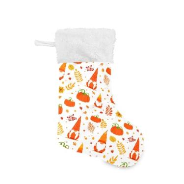 Imagem de GakkiGii Meia grande de Natal de abóbora e gnomo, decoração de Natal suspensa para parede de árvore de lareira, 45 x 31 cm