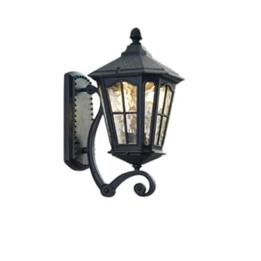 Imagem de Luminária solar de parede externa à prova d'água para entrada de casa, varanda, pátio externo e terraço (pequena, preta).