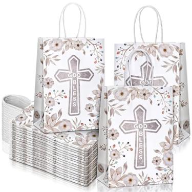Imagem de Pacote com 50 sacos de presente de primeira comunhão para meninos e meninas, bolsa de presente de festa religiosa, sacos de doces de batismo com alças para chá de bebê, batizados, casamentos