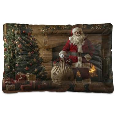 Imagem de SEHANY Cama de Natal para cães e gatos com fundo antiderrapante, cama de canil, colchão macio para animais de estimação, lavável para cães pequenos, médios e grandes, gatos, 45,7 x 61 cm
