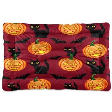 Imagem de SEHANY Cama de Halloween Pumpkins para cães e gatos com fundo antiderrapante, caixa de canil, colchão macio para animais de estimação, lavável para cães pequenos, médios e grandes, gatos, 91 x 61 cm