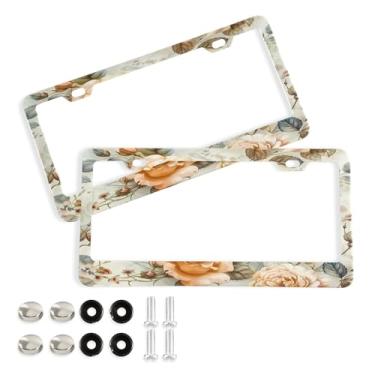 Imagem de SEHANY Molduras de placa de carro rosa dos namorados, capas de moldura de placa de carro de alumínio à prova de ferrugem com orifícios elípticos e parafusos serve para veículos padrão dos EUA tamanho