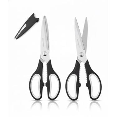 Imagem de Tesoura de Cozinha Profissional em Aço Inoxidável – Multifuncional para Frango, Peixe, Carne e Churrasco – Lâminas Ultra Afiadas, Cabo Ergonômico e Capa Protetora