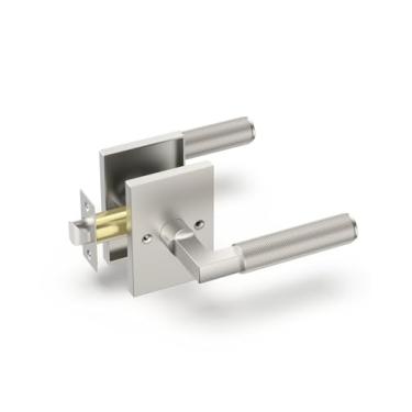 Imagem de Asidrama 1 pacote com maçanetas de porta de passagem de níquel acetinado escovado, maçaneta de porta com maçanetas internas para quarto ou banheiro, puxadores de porta resistentes interiores com