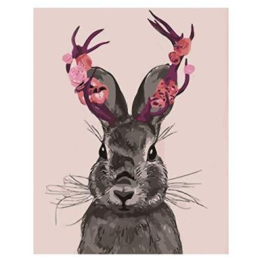 Imagem de Conjuntos de Pintura Diamantes DIY Desenhos Formas Diferentes Ponto Costura Decorativo Parede Coelho Alta- Tela Kit Arte e Manualidades para Alivio Estresse