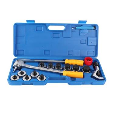 Imagem de Ferramenta de expansão de tubo tipo alavanca Manual portátil Kit expansor de tubo de alumínio de cobre com 11 cabeças de expansão para profissionais de encanamento HVAC Construção (Métrica 16CM)