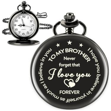 Imagem de XZtimes Presentes de irmão da irmã, presentes de Natal para irmão, relógio de bolso vintage gravado com corrente, melhor presente para irmãos, dia dos pais, presente de formatura, ideias de presente