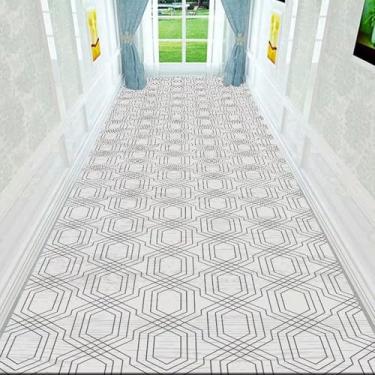 Imagem de HGTRH Tapete de corredor para corredor de cozinha tapete antiderrapante lavável ao ar livre para entrada interna, xadrez preto tapete interno externo para entrada de corredor G 100 x 500 cm