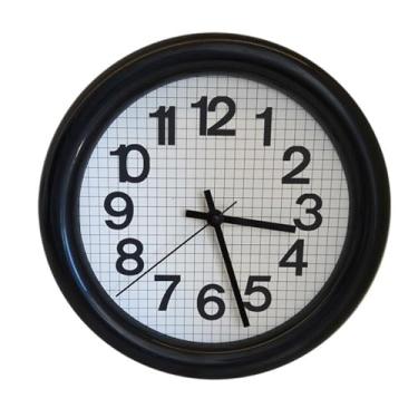 Imagem de Relógio de parede Relógio de parede silencioso, simples e charmoso, alimentado por bateria, com design adaptável a móveis para decoração de casa(Preto)