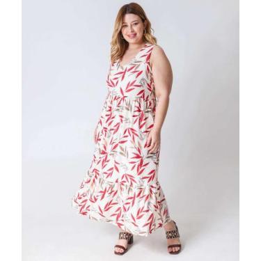 Imagem de Vestido Plus Size Feminino Laise Folhas Marisa Off Whi-65008, Off whit