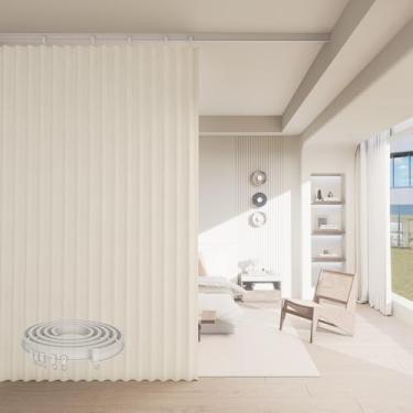 Imagem de Cortinas divisórias de quarto, cortinas blackout com trilho de cortina de teto dobrável, divisórias divisórias extra amplas com isolamento térmico cortinas à prova de som cortinas de chão ao teto