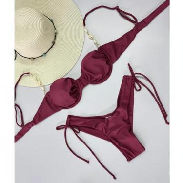 Imagem de Biquíni Fio Duplo com Bojo Removível e Búzios  Moda Praia Verão Femini