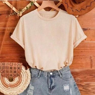 Imagem de Camiseta Feminina Básica TShirt Lisa Premium Tendência Blusinha 100 Al
