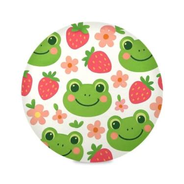 Imagem de Wassud Jogo americano tapete redondo sapo verde para cozinha e jantar tapetes laváveis resistentes ao calor decoração de mesa 39 cm
