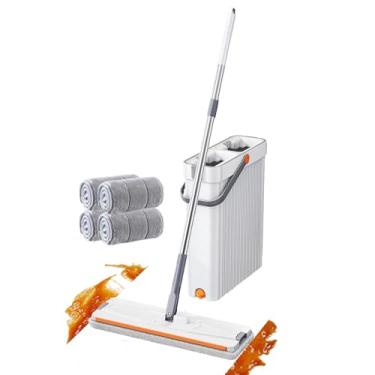 Imagem de Conjunto de Balde e Esfregão para Limpeza - Lavável e Multiuso com Esfregador - Esfregona e Balde para Limpeza de Pavimentos,Para Mármore Cozinha Casa de Banho Sala Janela Dormitório Apartamento