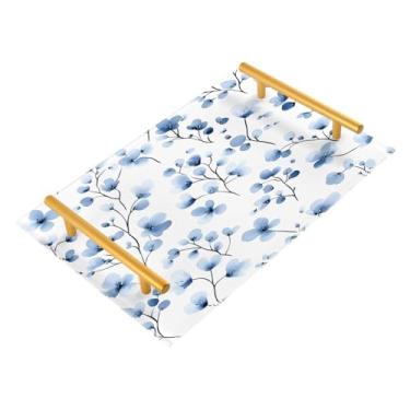 Imagem de Wassud Pétalas Bandeja de banheiro com alças organizador de perfume de joias de acrílico para banheiro, quarto, cozinha, balcão de 30 x 20 cm