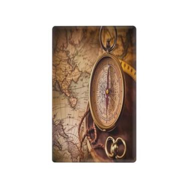 Imagem de Wassud Placa de cobertura de interruptor de luz de mapa de bússola antiga, capas de tomadas duplex, placa de parede decorativa, decoração de casa, sala de estar, quarto