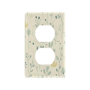 Imagem de Wassud Placa de cobertura de interruptor de luz, capas de tomada decorativas, placa de parede para tomadas elétricas, arte de linha simples, duplex 12 x 7 cm