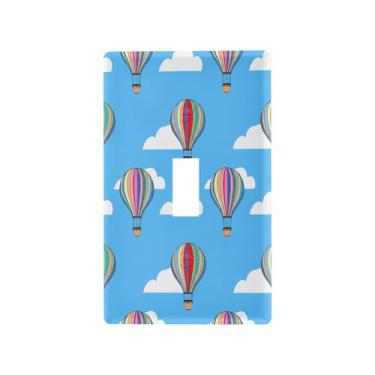 Imagem de Wassud Balões de ar quente coloridos interruptor de luz placa decorativa para tomada placa de parede para tomadas elétricas interruptor único 4,53 x 2,76 polegadas